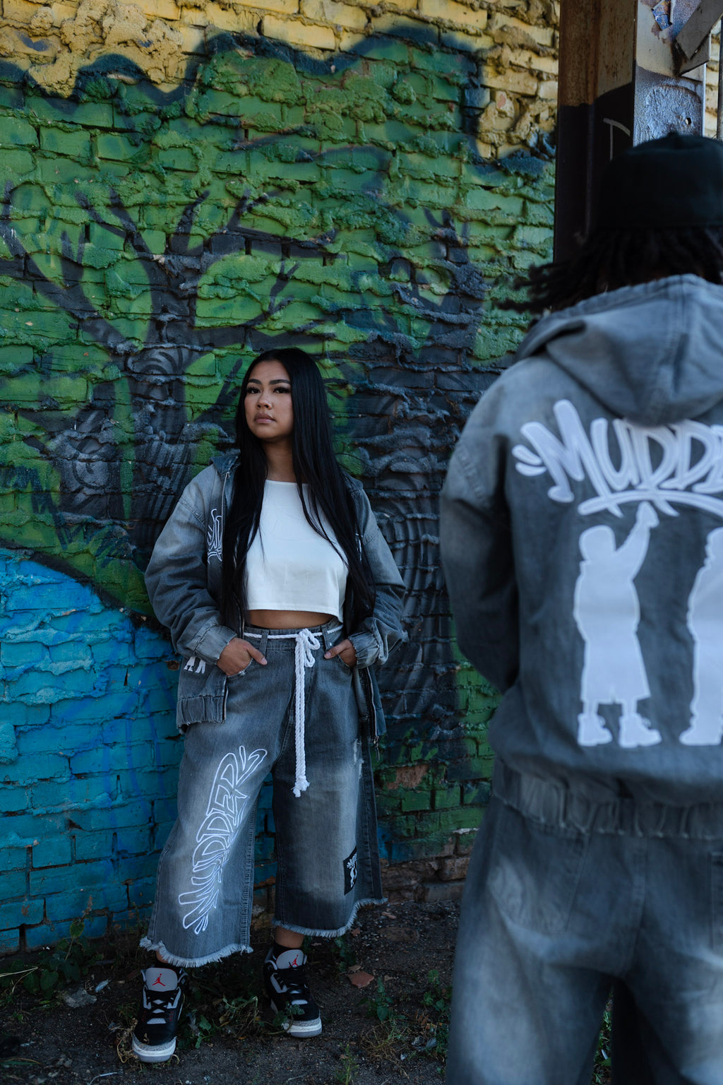 Grey Washed Denim Set